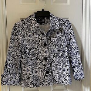 Jones New York Black and White Floral Blazer